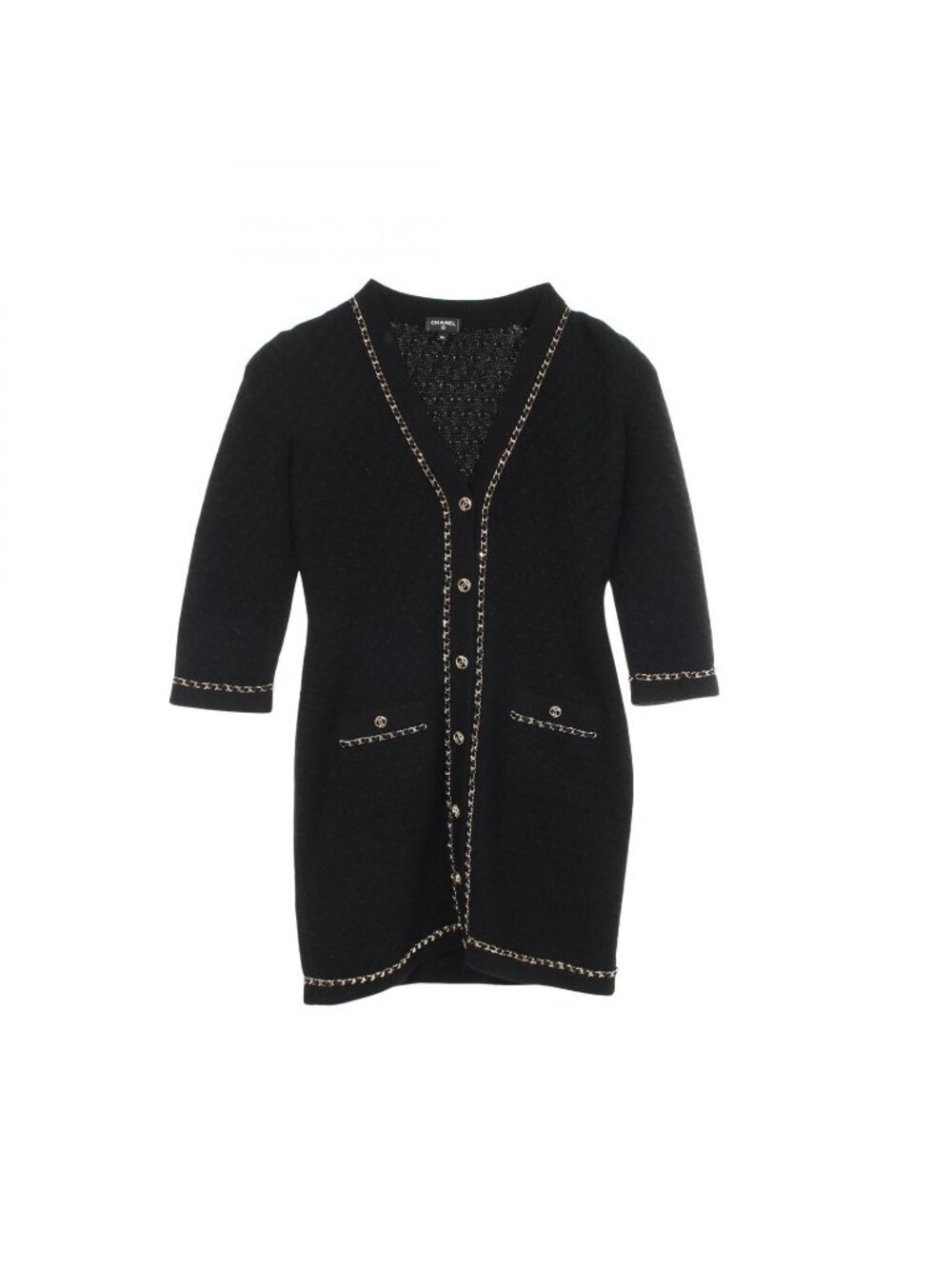 Chanel Cardigan CC Logo Button Long Cashmere